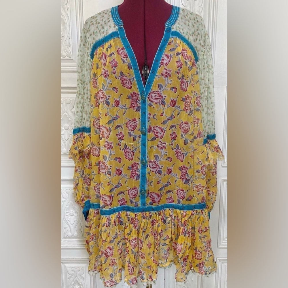 FREE PEOPLE Rosebud Print Mix Mini Tunic Dress - Picture 2 of 9